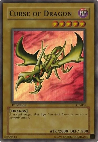 Curse of Dragon LOB-066 Unlimited Yu-Gi-Oh card from The Legend of Blue Eyes White Dragon