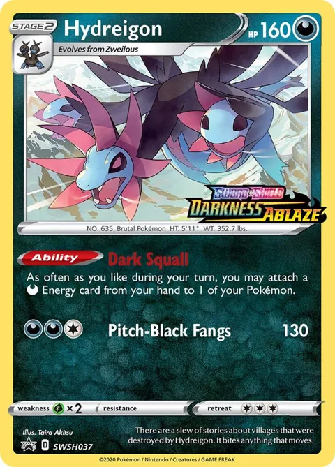 Hydreigon - SWSH037 Prerelease #SWSH037 Holofoil Pokémon card from Sword & Shield Promo Cards