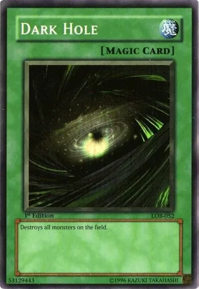 Dark Hole Magic LOB-052 Unlimited Yu-Gi-Oh card from The Legend of Blue Eyes White Dragon