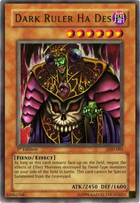 Dark Ruler Ha Des LOD-001 1st Edition Yu-Gi-Oh card from Legacy of Darkness