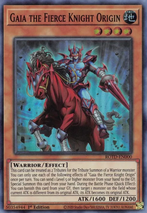 Gaia the Fierce Knight Origin ROTD-EN000 Yu-Gi-Oh card from Rise of the Duelist