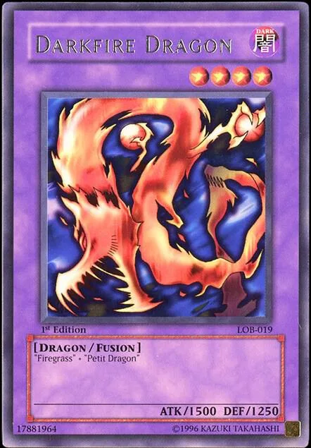 Darkfire Dragon LOB-019 1st Edition Yu-Gi-Oh card from The Legend of Blue Eyes White Dragon