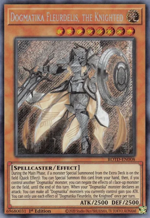 Dogmatika Fleurdelis, the Knighted ROTD-EN008 Yu-Gi-Oh card from Rise of the Duelist