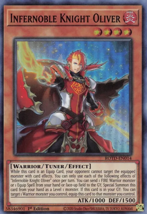 Infernoble Knight Oliver ROTD-EN014 Yu-Gi-Oh card from Rise of the Duelist