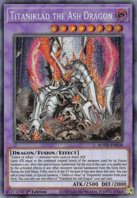 Titaniklad the Ash Dragon ROTD-EN038 Yu-Gi-Oh card from Rise of the Duelist