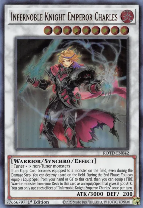 Infernoble Knight Emperor Charles ROTD-EN042 Yu-Gi-Oh card from Rise of the Duelist
