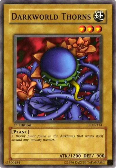 Darkworld Thorns LOB-114 1st Edition Yu-Gi-Oh card from The Legend of Blue Eyes White Dragon