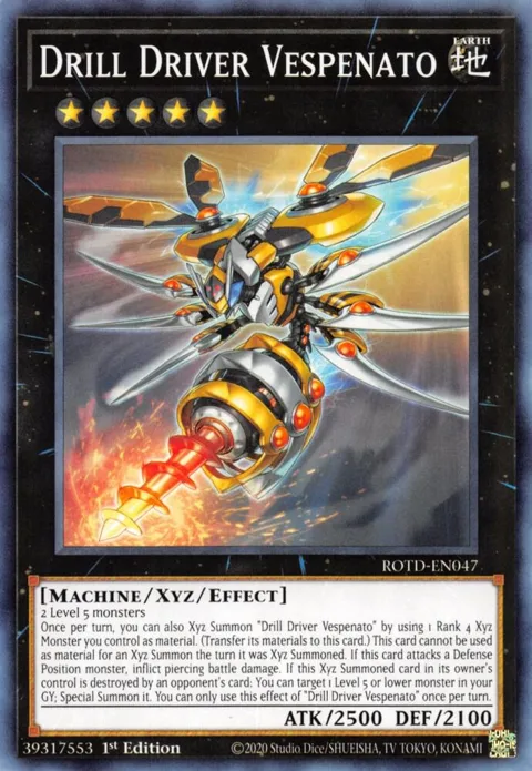 Drill Driver Vespenato ROTD-EN047 Yu-Gi-Oh card from Rise of the Duelist