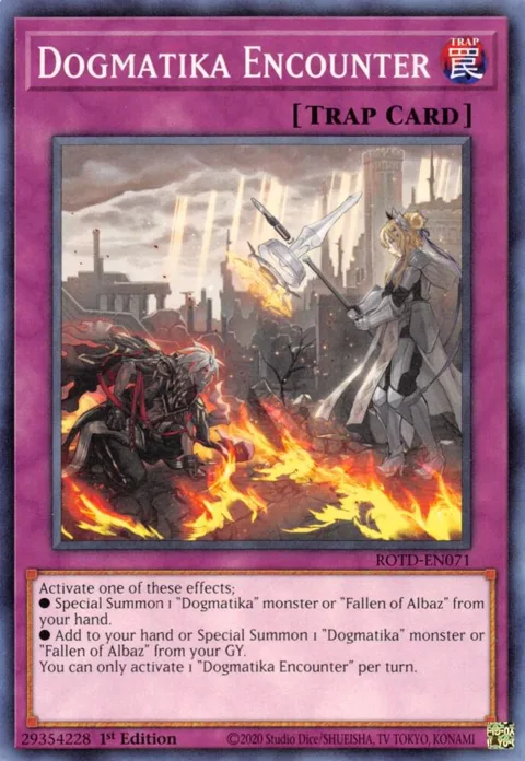 Dogmatika Encounter ROTD-EN071 Yu-Gi-Oh card from Rise of the Duelist