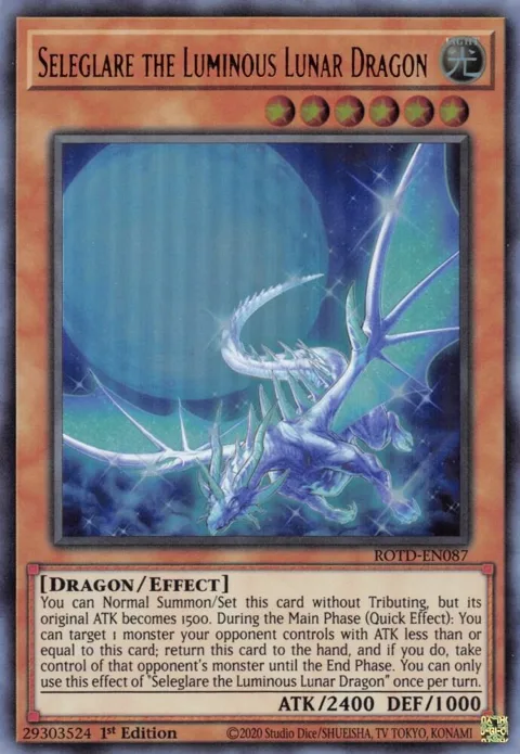 Seleglare the Luminous Lunar Dragon ROTD-EN087 Yu-Gi-Oh card from Rise of the Duelist
