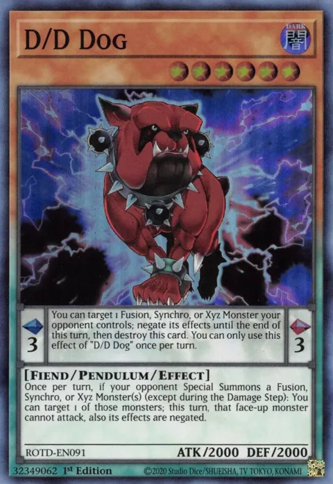 D/D Dog ROTD-EN091 Yu-Gi-Oh card from Rise of the Duelist