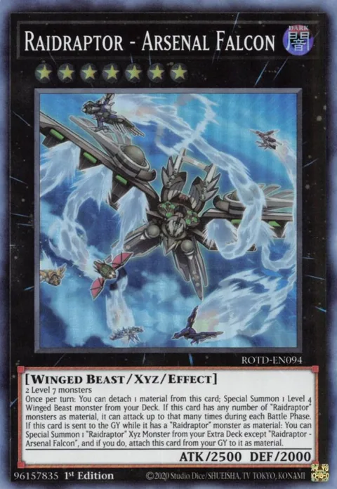 Raidraptor - Arsenal Falcon ROTD-EN094 Yu-Gi-Oh card from Rise of the Duelist