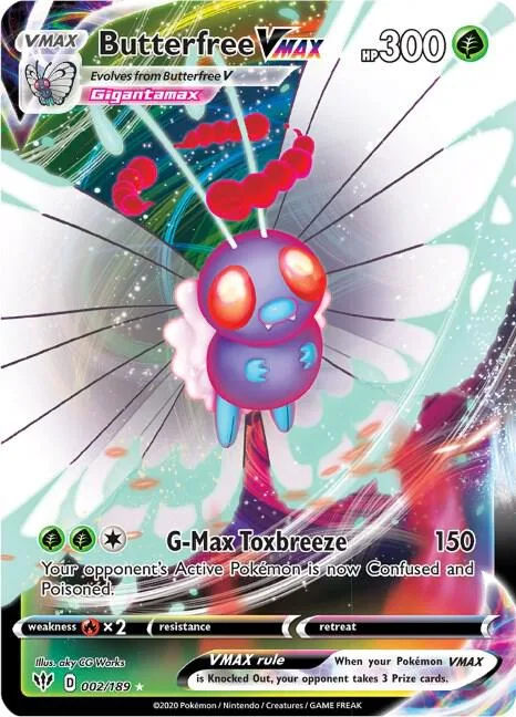 Butterfree VMAX #002/189 Holofoil Pokémon card from Darkness Ablaze