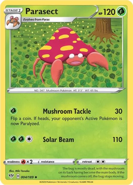 Parasect #004/189 Pokémon card from Darkness Ablaze