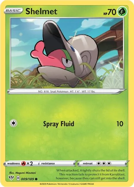 Shelmet #009/189 Pokémon card from Darkness Ablaze