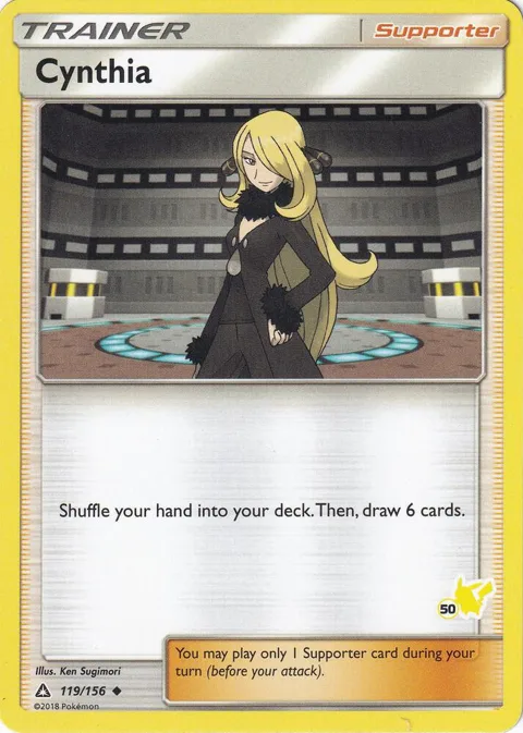 Cynthia - 119/156 #50 Pikachu Stamped #119/156 Pokémon card from Battle Academy