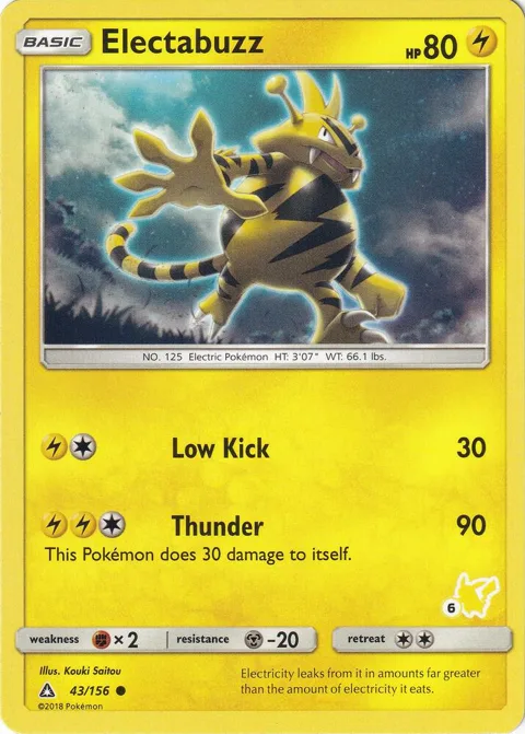 Electabuzz - 43/156 #6 Pikachu Stamped #043/156 Pokémon card from Battle Academy