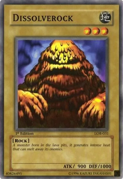 Dissolverock LOB-031 1st Edition Yu-Gi-Oh card from The Legend of Blue Eyes White Dragon