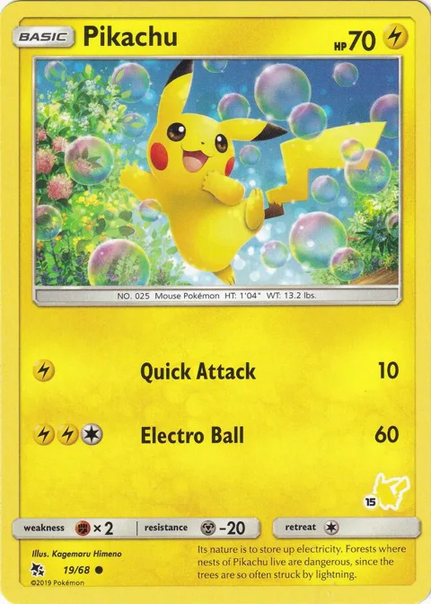 Pikachu - 19/68 #15 Pikachu Stamped #019/068 Pokémon card from Battle Academy