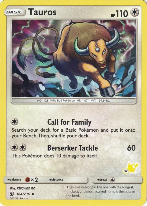 Tauros - 164/236 #37 Pikachu Stamped #164/236 Pokémon card from Battle Academy