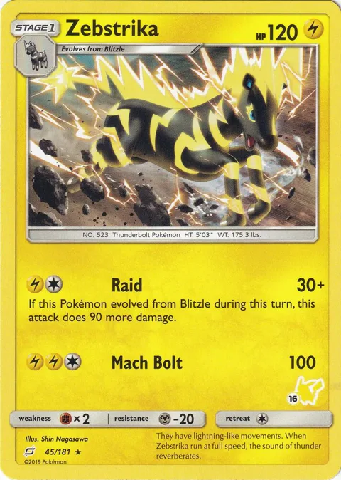 Zebstrika - 45/181 #16 Pikachu Stamped #045/181 Pokémon card from Battle Academy