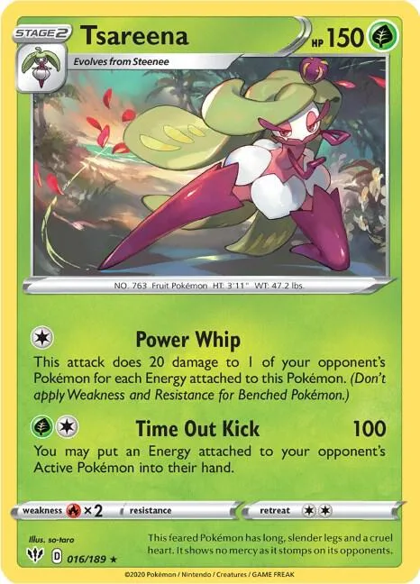 Tsareena #016/189 Pokémon card from Darkness Ablaze
