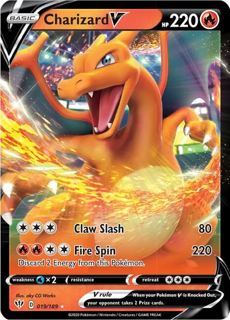 Charizard V #019/189 Holofoil Pokémon card from Darkness Ablaze