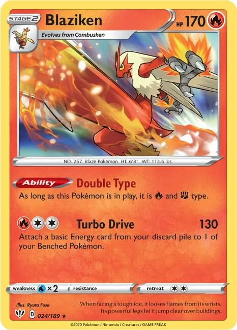 Blaziken #024/189 Holofoil Pokémon card from Darkness Ablaze