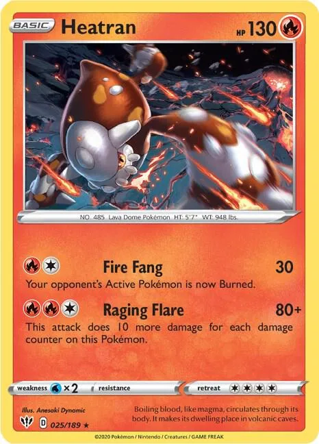 Heatran #025/189 Holofoil Pokémon card from Darkness Ablaze