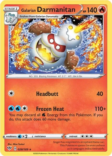 Galarian Darmanitan 28 #028/189 Pokémon card from Darkness Ablaze