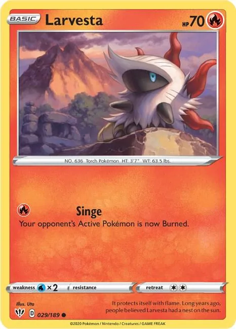 Larvesta #029/189 Pokémon card from Darkness Ablaze