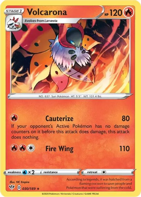Volcarona #030/189 Pokémon card from Darkness Ablaze