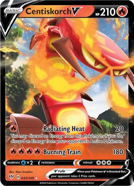 Centiskorch V #033/189 Holofoil Pokémon card from Darkness Ablaze