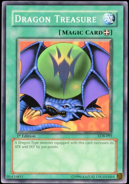 Dragon Treasure LOB-092 1st Edition Yu-Gi-Oh card from The Legend of Blue Eyes White Dragon