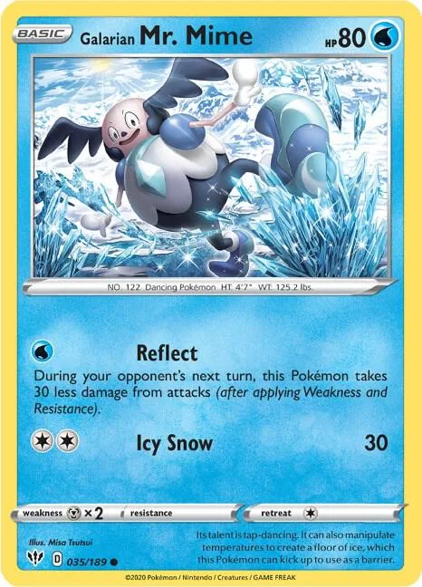 Galarian Mr. Mime #035/189 Reverse Holofoil Pokémon card from Darkness Ablaze