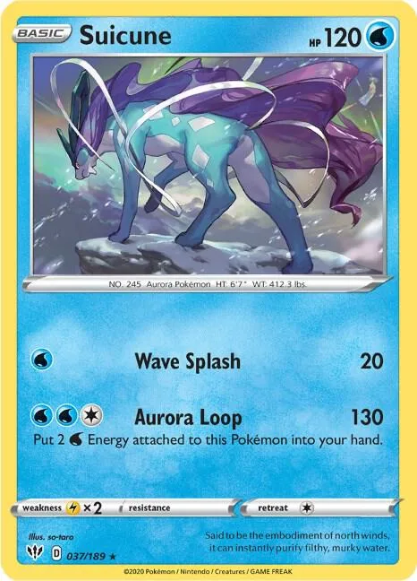 Suicune #037/189 Holofoil Pokémon card from Darkness Ablaze