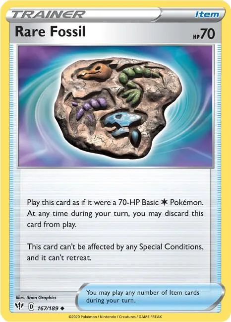 Rare Fossil #167/189 Pokémon card from Darkness Ablaze