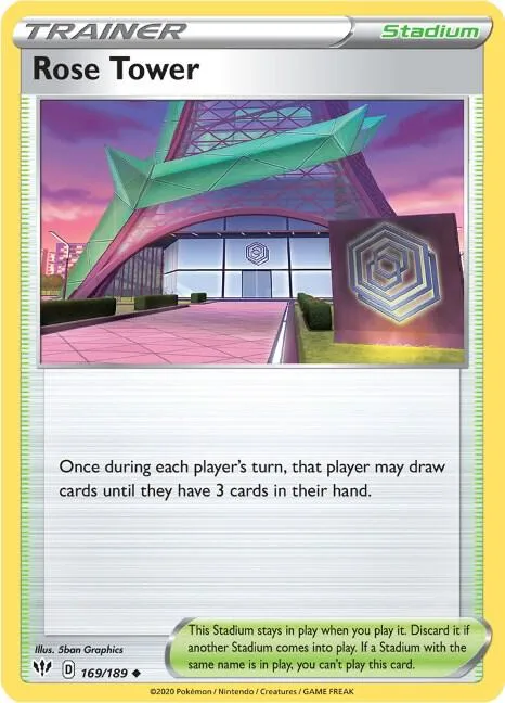 Rose Tower #169/189 Reverse Holofoil Pokémon card from Darkness Ablaze
