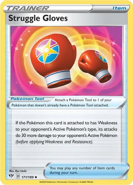 Struggle Gloves #171/189 Reverse Holofoil Pokémon card from Darkness Ablaze