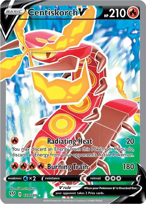 Centiskorch V Full Art #179/189 Holofoil Pokémon card from Darkness Ablaze