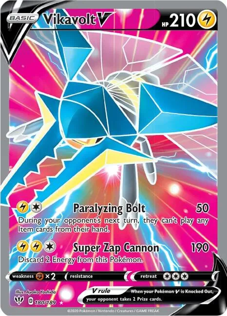 Vikavolt V Full Art #180/189 Holofoil Pokémon card from Darkness Ablaze