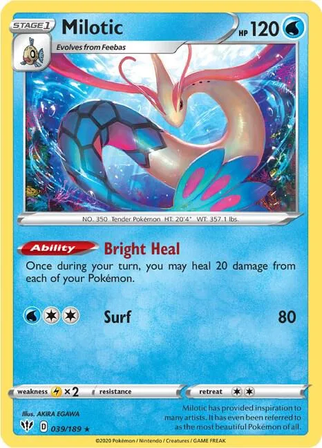 Milotic #039/189 Reverse Holofoil Pokémon card from Darkness Ablaze
