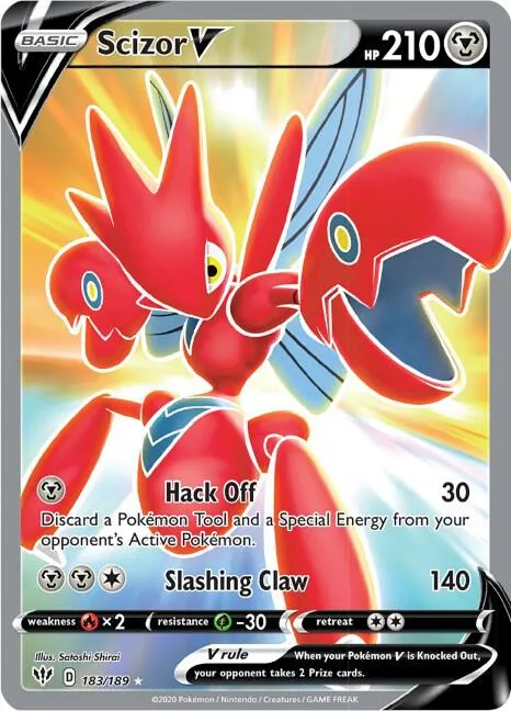 Scizor V Full Art #183/189 Holofoil Pokémon card from Darkness Ablaze