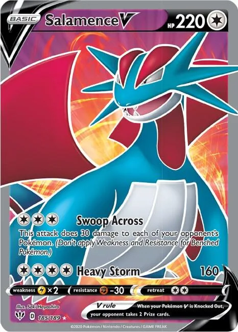 Salamence V Full Art #185/189 Holofoil Pokémon card from Darkness Ablaze