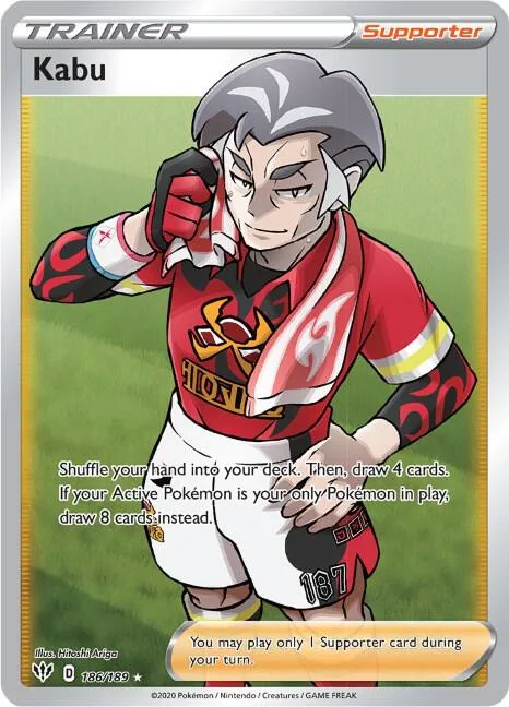 Kabu Full Art #186/189 Holofoil Pokémon card from Darkness Ablaze