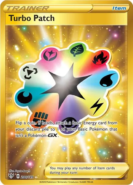 Turbo Patch Secret Rare #200/189 Holofoil Pokémon card from Darkness Ablaze