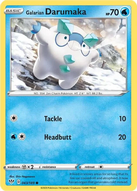 Galarian Darumaka #043/189 Reverse Holofoil Pokémon card from Darkness Ablaze