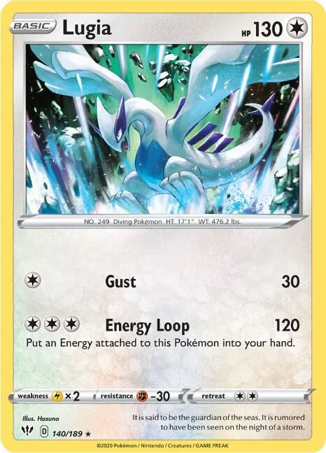 Lugia #140/189 Pokémon card from Darkness Ablaze