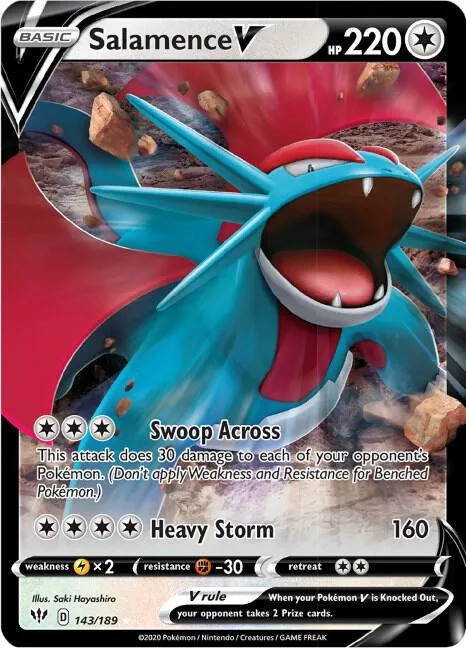 Salamence V #143/189 Holofoil Pokémon card from Darkness Ablaze