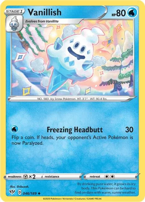 Vanillish #046/189 Reverse Holofoil Pokémon card from Darkness Ablaze